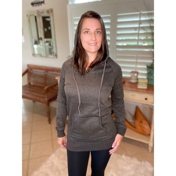 Drawstring Hoodie Kangaroo Pocket Gray 3520 - Picture 7 of 8